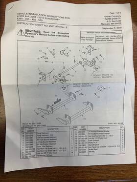 25012258 Aftermarket Hiniker 08-16 Ford Superduty Snow Plow Mount Bolt Kit F250 F350 Qh1 And Qh2