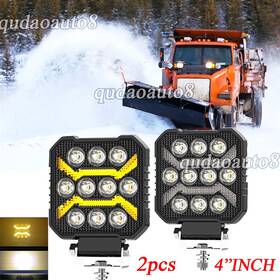 S102sp03 Auto08 Snow Plow 4 Inch White Amber Led Work Lights Truck Tractor Headlight Suv Utv