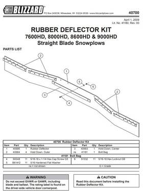40700 Blizzard Rubber Deflector Kit 7600hd 8000hd 8600hd 9000hd