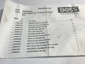 Hdw05581 Boss Mount Undercarriage Rt3 Fastener Hardware Kit