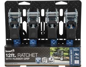 5483215 Buyers Products 12 Foot Standard Duty Ratchet Tie Down With Rubber Grip - 4 Pack
