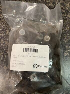 205095 Earnest Machine 25ct Plow Bolt #3 5/8 Inch -11 Thread Size 1 1/2 In Lg Steel Gr5 Blkox