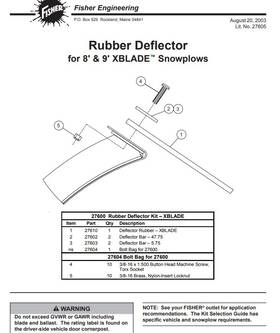 27600-1 Fisher 27600 - X Blade Snowplows Factory Genuine Rubber Deflector Kit