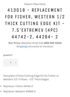 44742-2 Fisher Oem Plows Cutting Edge Kit