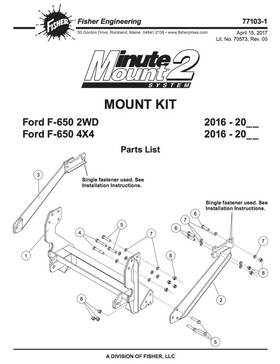 77103-1 Fisher 77103 Plow Mount For 2016-2023 Ford F650 F750