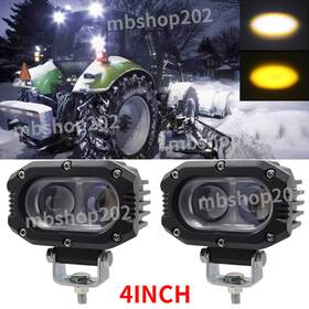 C14d-yw Mbshop202 Snow Plow 4 Inch Yellow White Led Work Lights Truck Headlight Tractor Suv Utv