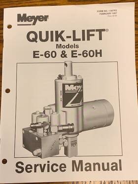 1-667r3 Meyer Nos 1997 Quik Lift Power Unit Service Manual E-60 E-60h