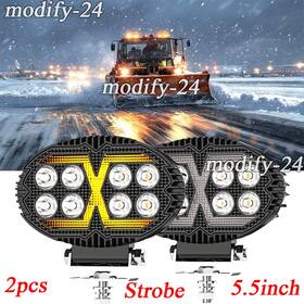 T855202 Mod White Amber Led Work Lights Snow Plow Truck Tractor Teadlight Suv Atv