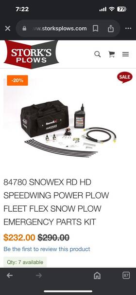 84780 Snowex Rd Hd Speedwing Power Plow Fleet Flex Snow Emergency Parts Kit