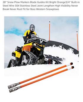 X004c2aex1 Suone 28 Inch Snow Plow Markers Blade Guides Kit Bright Orange3/4