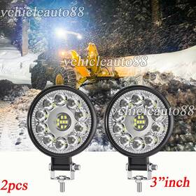 R21led207 Vehauto08 Snow Plow 3 Inch White Led Work Lights Truck Tractor Headlight Suv Utv