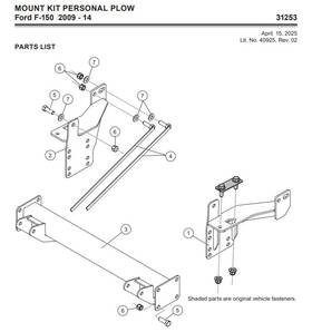 31253 Western Mount 2009-14 Ford Lt F-150 Western/snowex/fisher/homesteader