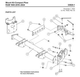 33925-1 Western 33925-2 Plows Part # Personal Plow Mount Dodge Ram 1500 2020-2024