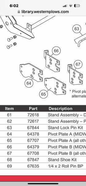 67708 Western 67707 Used Snow Plow Ultra Mount Configuration Pivot Plates