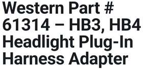61314-7347 Western/fisher 61314 7374 Hb3 Hb4 Headlight Harness Conventional Mount Chevy Gm