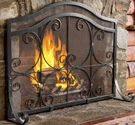 Plow & Hearth Small Crest Flat Guard Fireplace Screen, Solid Wrought Iron Frame. Fixed Price $148.90.