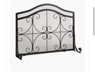 Plow & Hearth Small Crest Flat Guard Fireplace Screen, Solid Wrought Iron Frame. Fixed Price $99.95.
