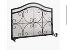 Plow & Hearth Small Crest Flat Guard Fireplace Screen, Solid Wrought Iron Frame. Fixed Price $99.95.
