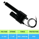 12V Industrial Linear Actuator (1"-40" Stroke, 850-2000 Lbs Force) PA-17 Model. Fixed Price $349.64.