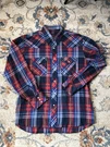 Wrangler Shirt Mens Extra Large Red Blue Plaid Western Pearl Snap Long Sleeve. Fixed Price $17.99.