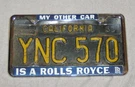 My Other Car Is Rolls-royce License Tag Frame Nos! Bentley Gm Chey Ford. Fixed Price $52.00.
