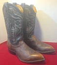 Vintage Tony Lama Brown Bullhide Leather Cowboy Western Boots Mens 8 Ee Usa Made. Fixed Price $129.00.